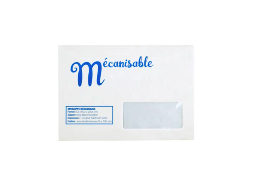 Enveloppe mécanisable avec fenêtre